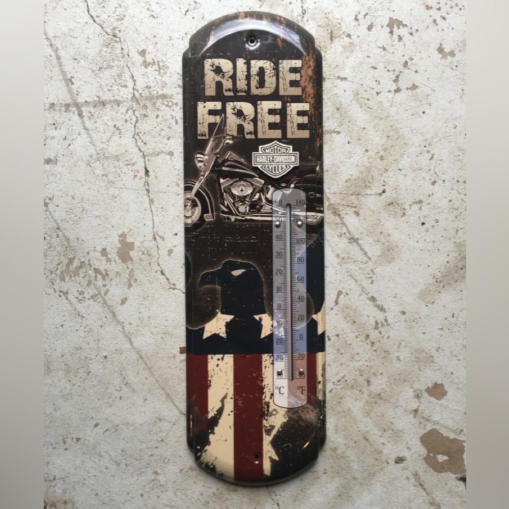 Harley-Davidson Ride Free Wall Thermometer - Black and Brown